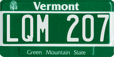 VT license plate LQM207