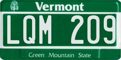 VT license plate LQM209