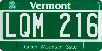 VT license plate LQM216