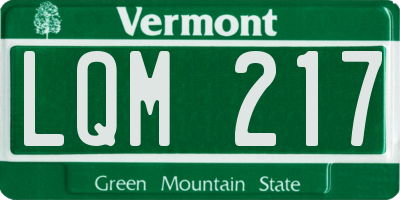VT license plate LQM217