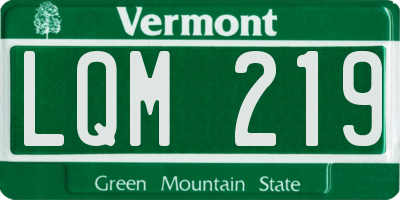 VT license plate LQM219