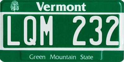 VT license plate LQM232