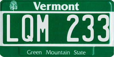 VT license plate LQM233