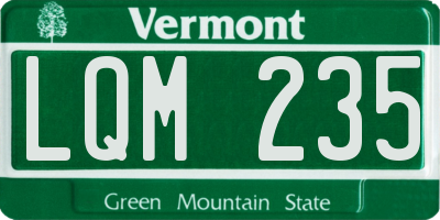 VT license plate LQM235