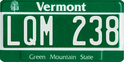 VT license plate LQM238