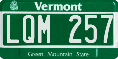VT license plate LQM257