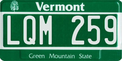 VT license plate LQM259