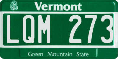 VT license plate LQM273