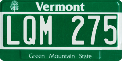 VT license plate LQM275