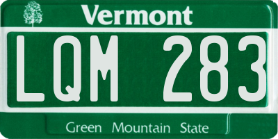 VT license plate LQM283