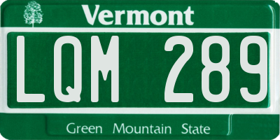 VT license plate LQM289