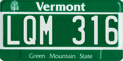 VT license plate LQM316
