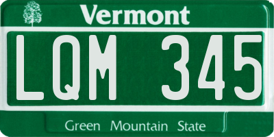 VT license plate LQM345