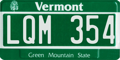 VT license plate LQM354