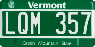 VT license plate LQM357