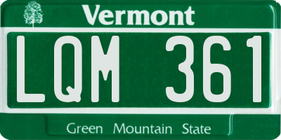 VT license plate LQM361