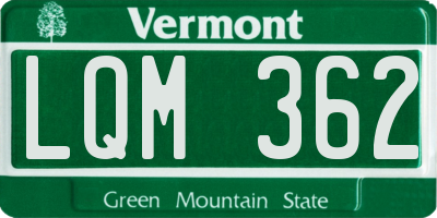 VT license plate LQM362