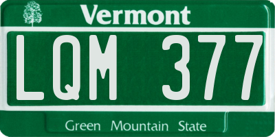 VT license plate LQM377