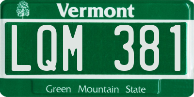 VT license plate LQM381
