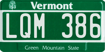 VT license plate LQM386