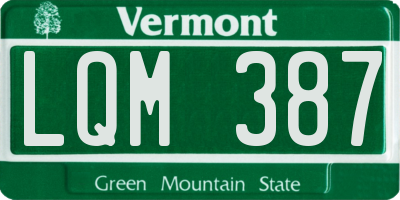 VT license plate LQM387