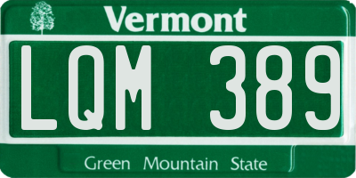 VT license plate LQM389