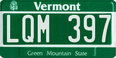 VT license plate LQM397