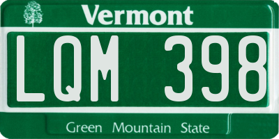 VT license plate LQM398