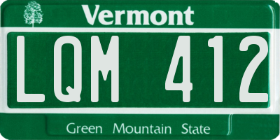 VT license plate LQM412