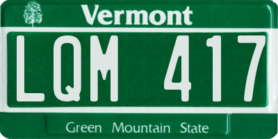 VT license plate LQM417