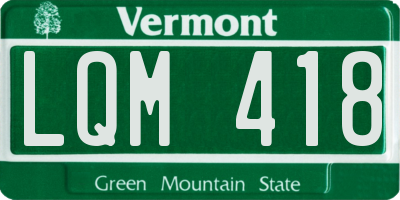 VT license plate LQM418