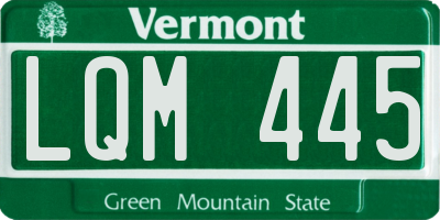 VT license plate LQM445