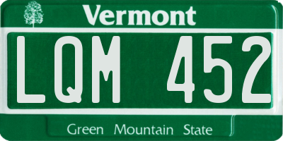 VT license plate LQM452