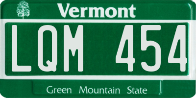 VT license plate LQM454