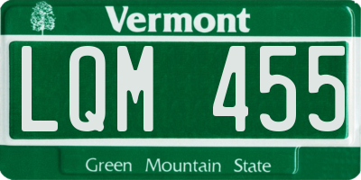 VT license plate LQM455
