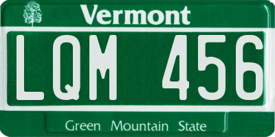 VT license plate LQM456