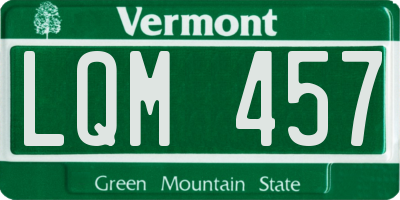 VT license plate LQM457
