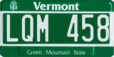 VT license plate LQM458