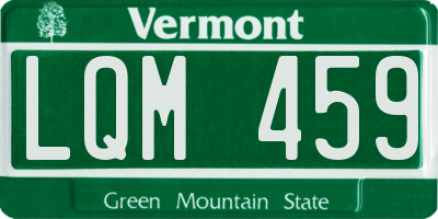 VT license plate LQM459