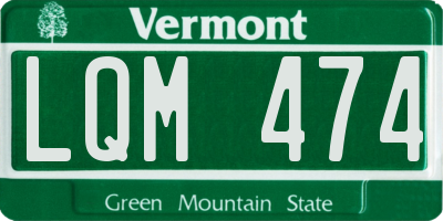 VT license plate LQM474