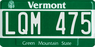 VT license plate LQM475