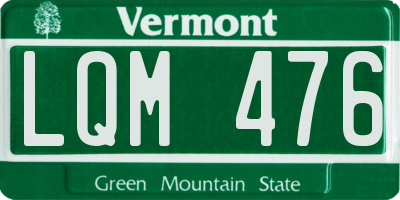VT license plate LQM476