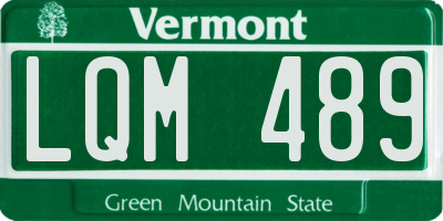 VT license plate LQM489