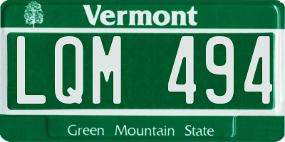 VT license plate LQM494