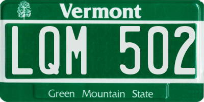 VT license plate LQM502