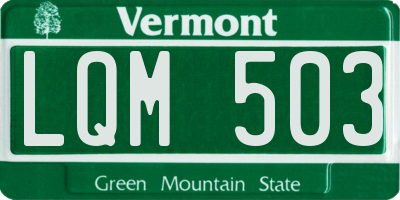 VT license plate LQM503