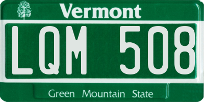 VT license plate LQM508
