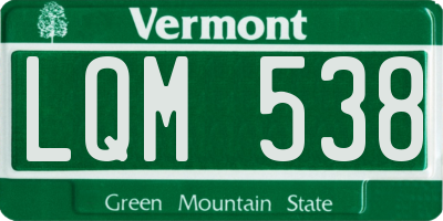 VT license plate LQM538