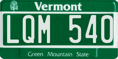 VT license plate LQM540