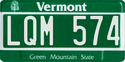 VT license plate LQM574
